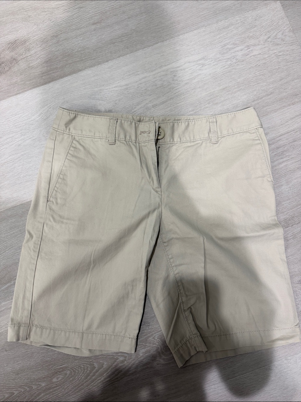 LOFT Beige Mid-Rise 9” Chino Bermuda Shorts